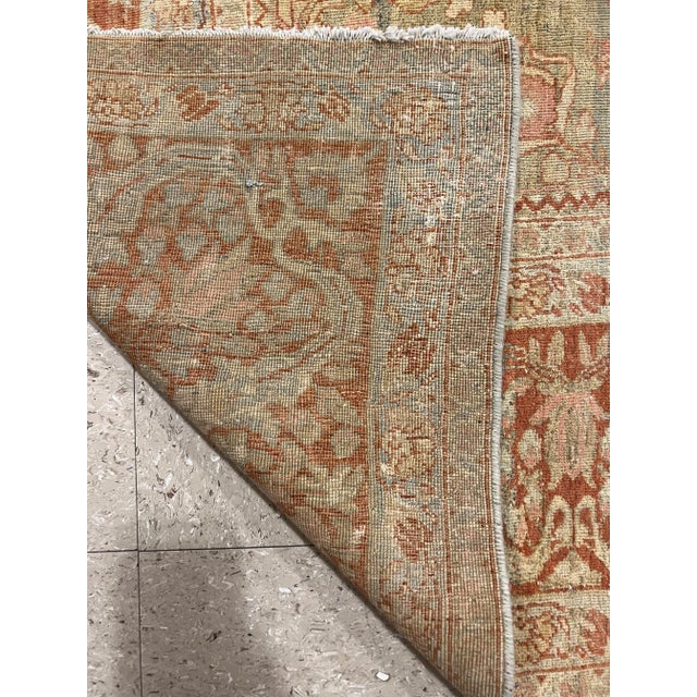 Orange Early 20th Century Light Blue and Coral Antique Mahal Rug, Handmade Oriental Rug, 8'9"x12'11" For Sale - Image 8 of 12