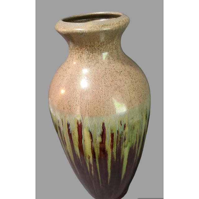 Mid-Century Modern Style Ceramic Drip Glazed Earth Tone Vase For Sale - Image 4 of 8