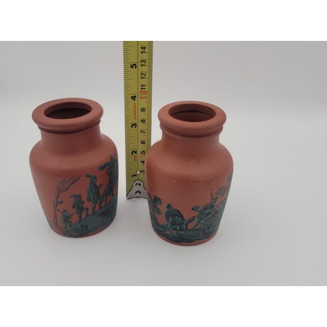 English Two Antique English Prattware Transferware Meat Paste Pottery Jars C. 1860 For Sale - Image 3 of 7
