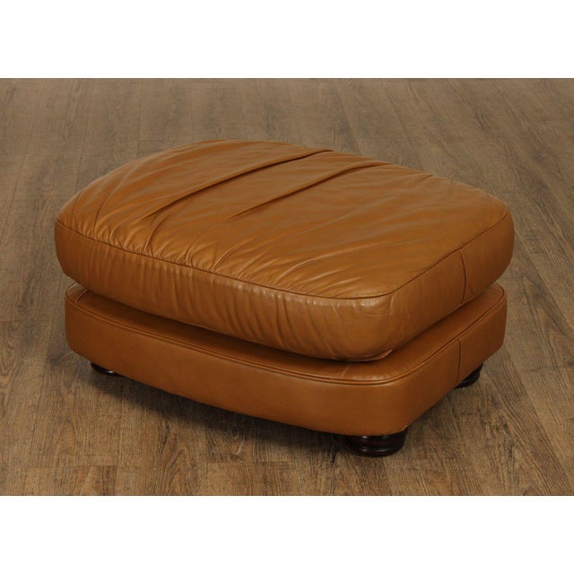 Classic Leather Brown Leather Ottoman For Sale - Image 10 of 12