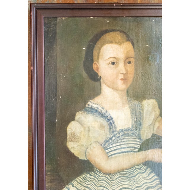 English 19th Century English Folk Provincial Portrait of a Girl and Westie Dog For Sale - Image 3 of 18