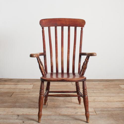 antique victorian slat back kitchen chair a nineteenth century slat chair with sturdy elm saddle seat, high curved lath...
