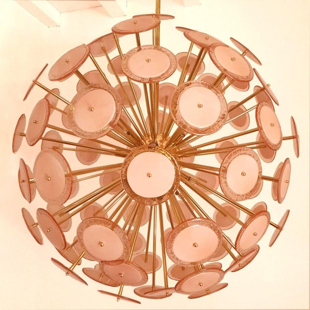 Large Pink Murano Glass Sputnik Chandelier 1980s. For Sale In Dallas - Image 6 of 12