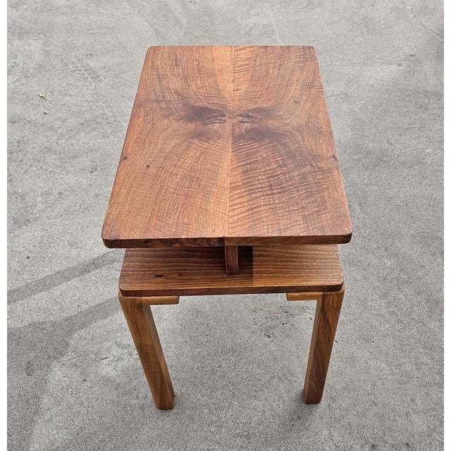 Art Deco Rectangular Two-Tier Walnut Side Table, Austria, 1930s For Sale - Image 4 of 13