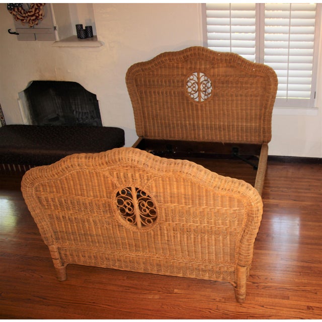 1980s Ralph Lauren Full Size Wicker Bedframe | Chairish