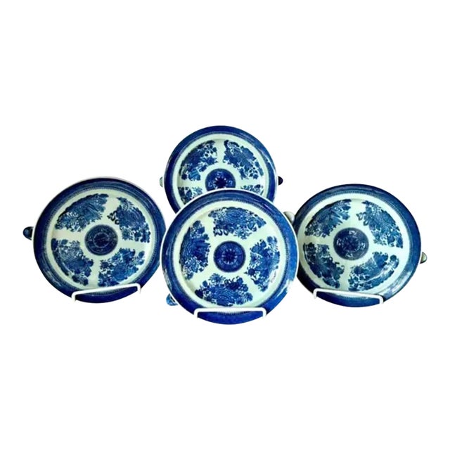 Chinese Blue Fitzhugh Porcelain Hot Plates Set of Four For Sale