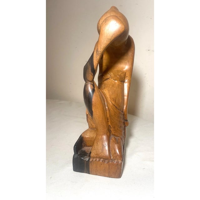 Antique Hand Carved Abstract Modernist Nude Lady Wood Figural Sculpture Statue For Sale - Image 4 of 12