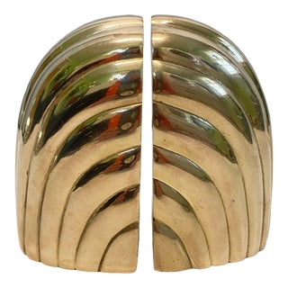 1950s Solid Brass Art Deco Bookends- a Pair For Sale