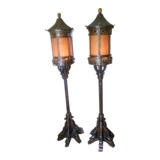 Vintage Thai Lantern Floor Lamps - A Pair For Sale