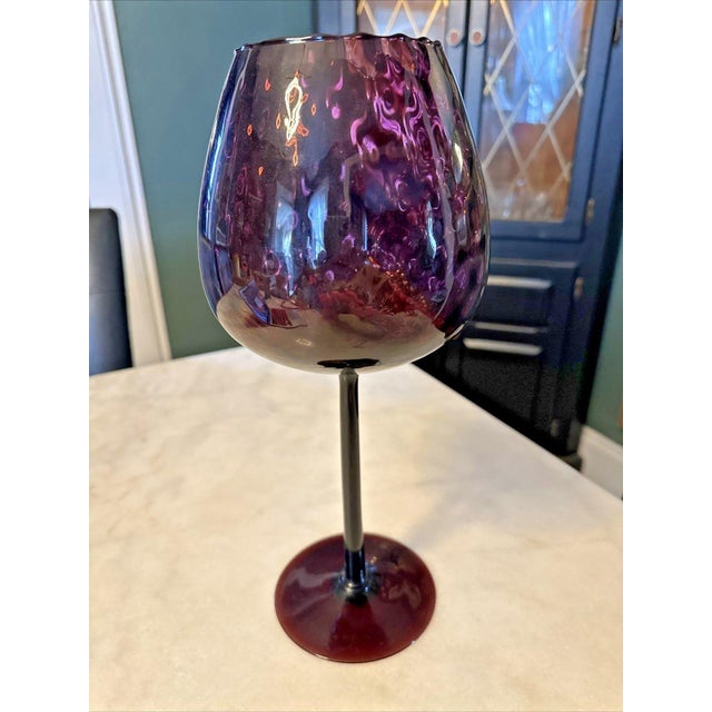 Overview Make a bold, sophisticated statement with this magnificent 1960s Large Empoli Italian Glass Amethyst Snifter...