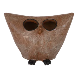 Vintage Signed Modernist Hollow Ceramic Owl Sculpture