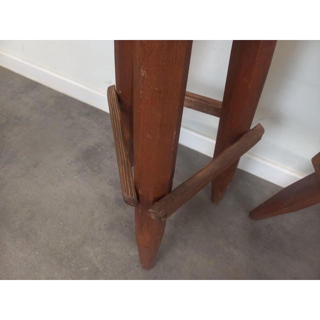 1950s Brutalist Wood Stools, 1950s, Set of 4 For Sale - Image 5 of 18