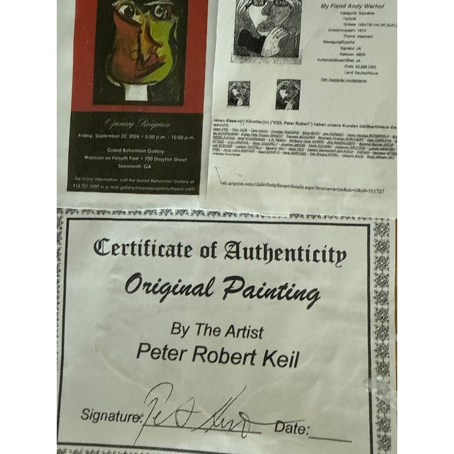 Paper 1970s Peter Keil Original Abstract Cubist Portrait Painting For Sale - Image 7 of 7