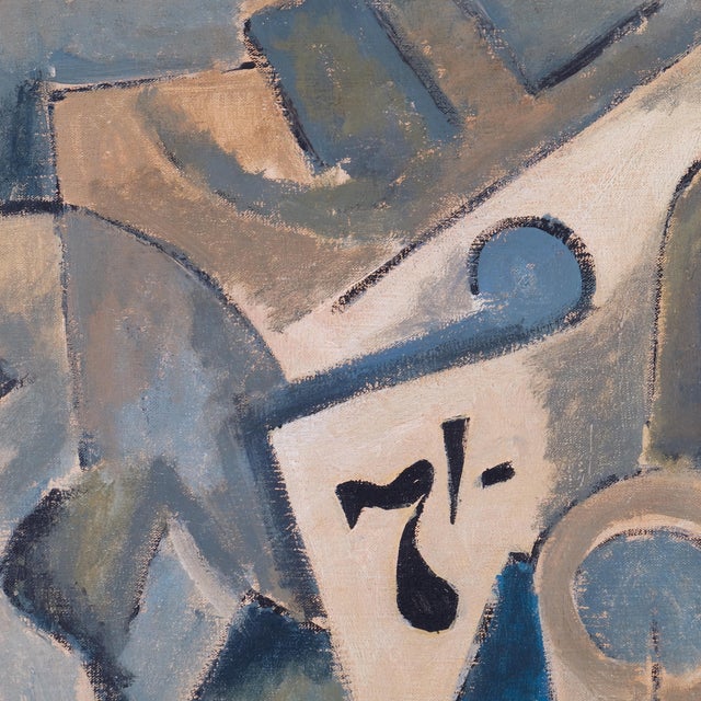 Abstract Cubist Style Composition, Mid-20th Century, Oil on Canvas For Sale - Image 6 of 7