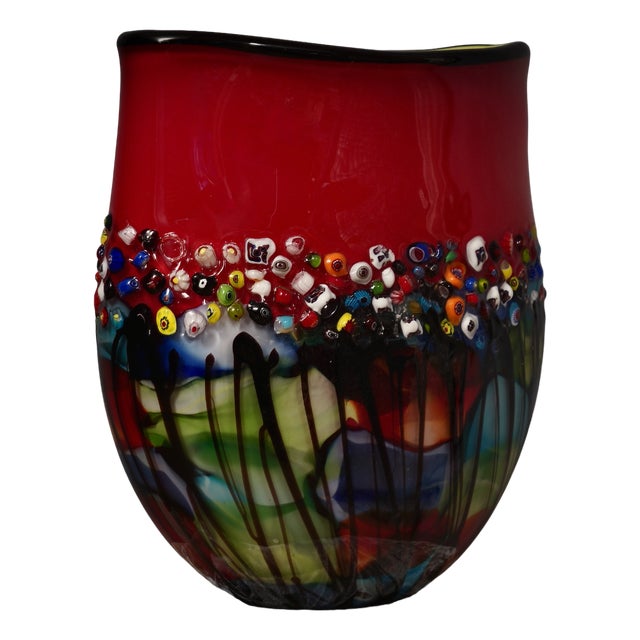Mid-Century Murano Murrina Art Glass Vase, 1980s For Sale