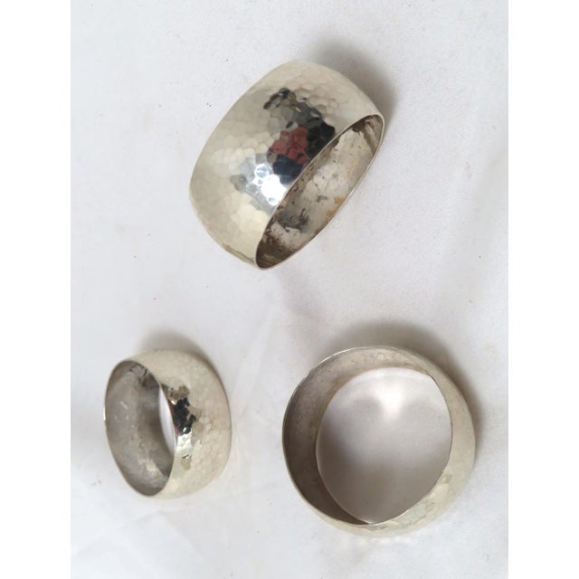 Hand Made Arts & Crafts Sterling Silver Napkin Rings Set 6 For Sale - Image 9 of 13