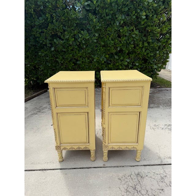 Vintage French Provincial Carved Nightstands With Locking Commode Cabinets by Agr Paris, Pair For Sale - Image 10 of 17
