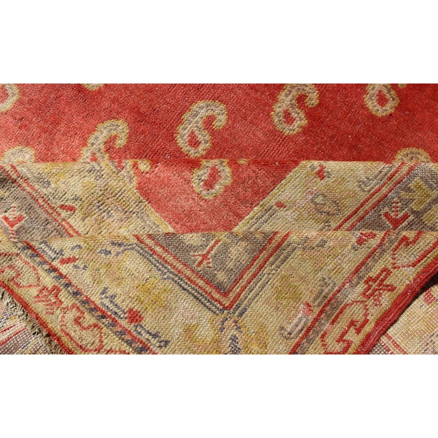 Antique Turkish Oushak Rug With All-Over Design With Red, Light Green and Gold 10'7"x15'0" For Sale - Image 12 of 12