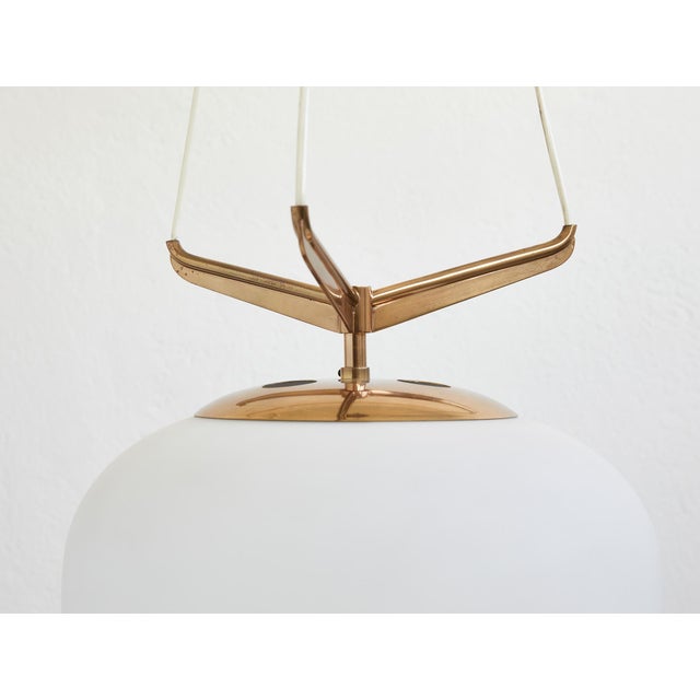 Opaline Glass and Brass Chandelier from Stilnovo, Italy, 1950s For Sale - Image 7 of 9