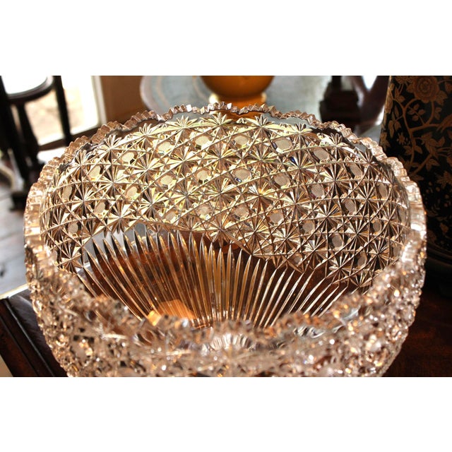 1920s Stunning Large American Brilliant Cut Glass Centerpiece Serving Bowl For Sale - Image 11 of 11