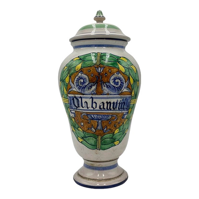 Vintage Frankincense Olibanum Ceramic Covered Urn Jar Italy For Sale