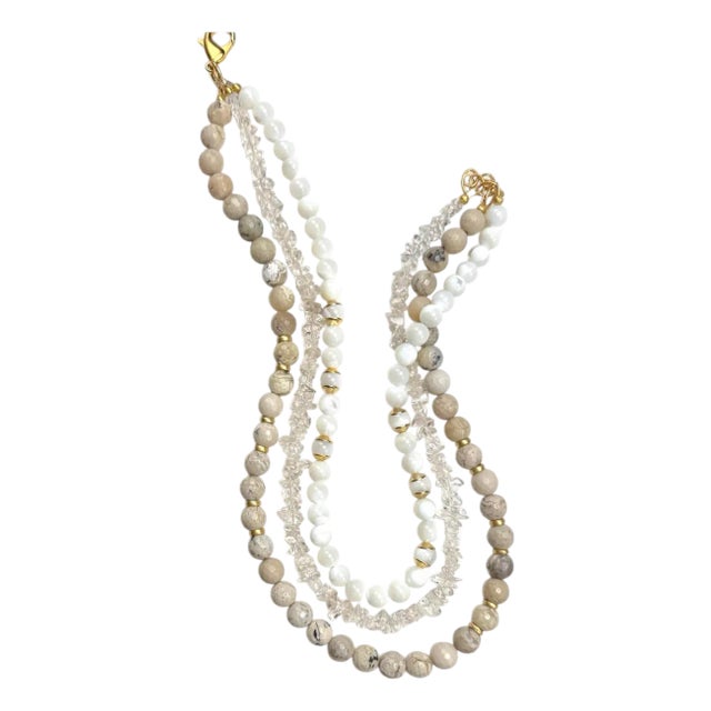 Semi Triple Strand Necklace For Sale