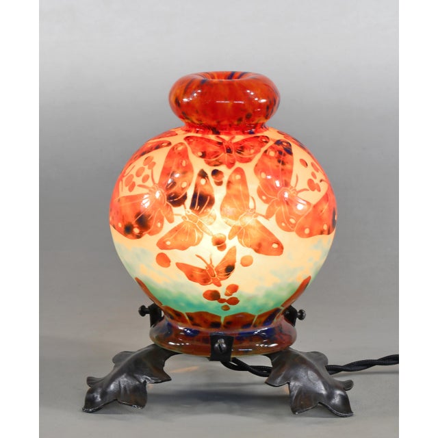 Charles Schneider French Art Deco Incense Burner Night Lamp by Le Verre Francais Schneider - 1920s France For Sale - Image 4 of 12