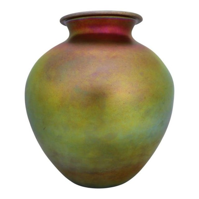 Steuben Oversized Antique Steuben Gold Aurene Bulbous Art Glass Vase, Unsigned, C1920 For Sale - Image 4 of 8
