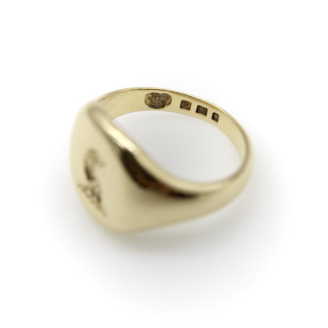 Metal 1900-1909 Edwardian 18k Gold Goldsmiths and Silversmiths Eagle Intaglio Signet Ring, Size 6.25 For Sale - Image 7 of 9