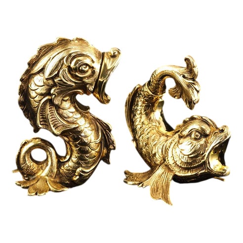 Sterling Silver Gilt Salt and Pepper Fish or Dolphin Shakers, Set of 2 For Sale