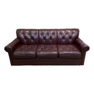 1970s Tufted Leather Sofa For Sale