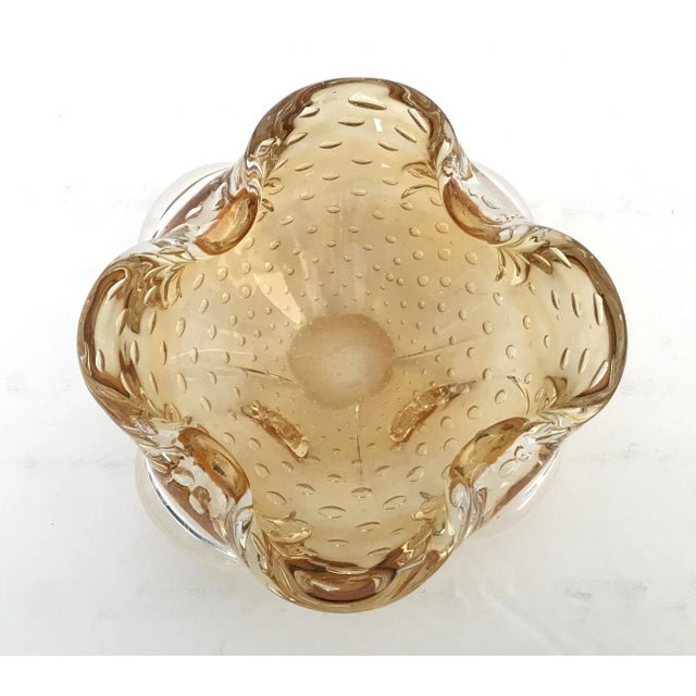 1960s Vintage Amber Murano Pulegoso Glass Bowl For Sale - Image 5 of 8