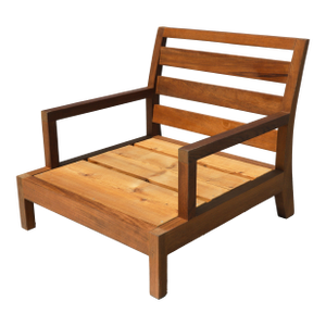 Vintage Teak Outdoor Lounge Chair Frame With Slatted Back
