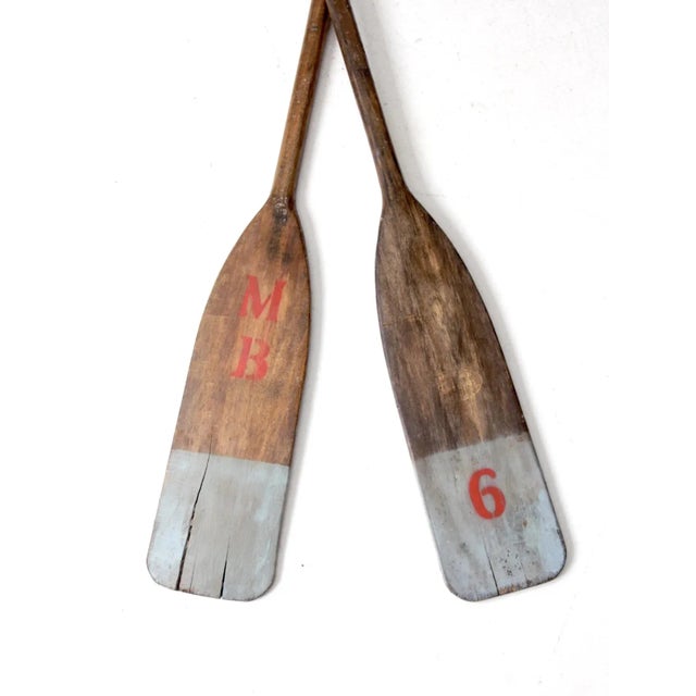 Vintage Painted Wood Oars Pair For Sale - Image 4 of 9