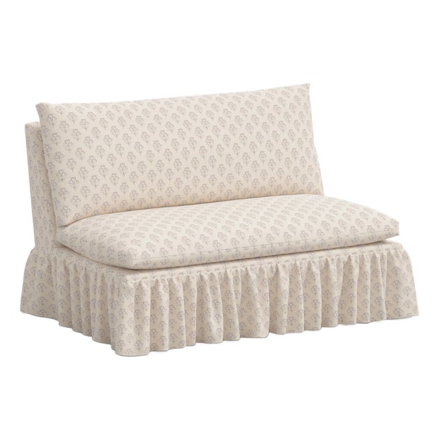 Stoffer Home x Cloth & Company Thelma 47" Ruffle Settee in Francie Cream For Sale