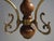 1980s Three-Light Chandelier in Wood, Bronze and Glass, 1980s For Sale - Image 5 of 15