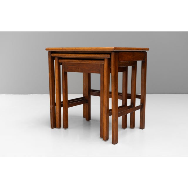 Wood Mid-Century Modern Nesting Tables, 1970s, Set of 3 For Sale - Image 7 of 9