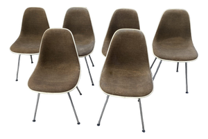 Mid-Century Fiberglass H-Base Chairs by Charles & Ray Eames for Herman Miller, Set of 6