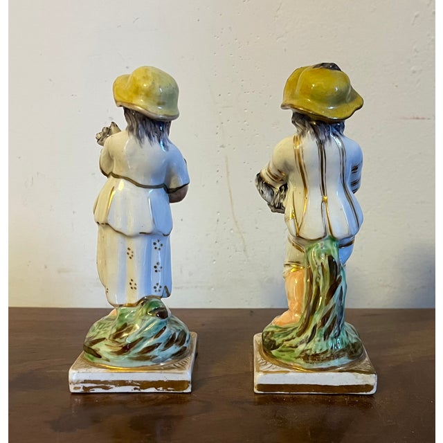 Antique Early 19th Century English Porcelain Figures - Boy With Dog and Girl With Cat - A Pair For Sale In New York - Image 6 of 15