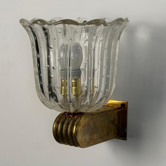 Art Deco Tulip Glass Wall Sconces by Ercole Barovier, 1940s, Set of 3 For Sale - Image 15 of 18