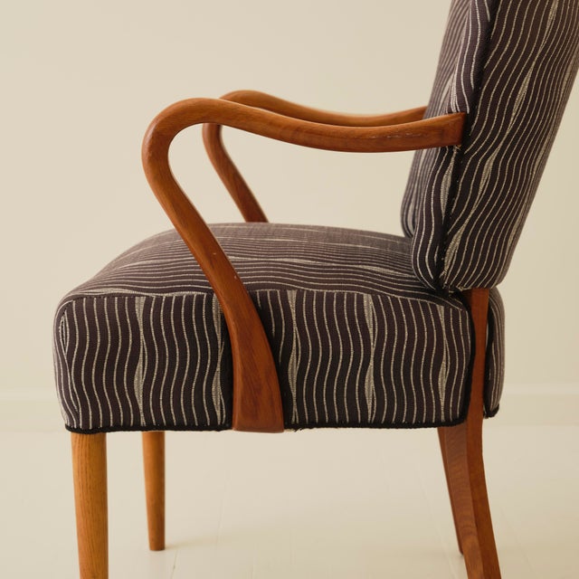 Wood Danish Oak Armchairs, a Pair, 1940s For Sale - Image 7 of 7