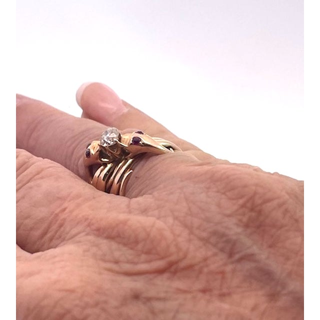 Metal 1950s Double Snake Ring Lovers Knot For Sale - Image 7 of 14