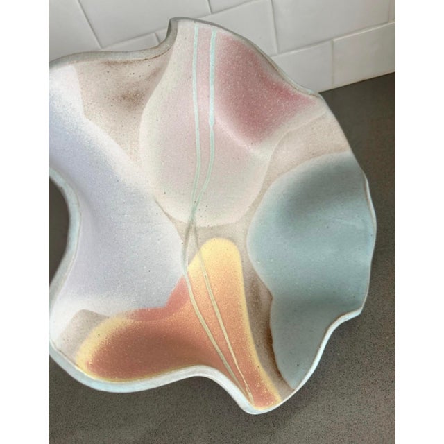 1980s 1980s Carol McFarlan Postmodern Ceramic Stoneware Centerpiece Bowl 12” Signed For Sale - Image 5 of 12