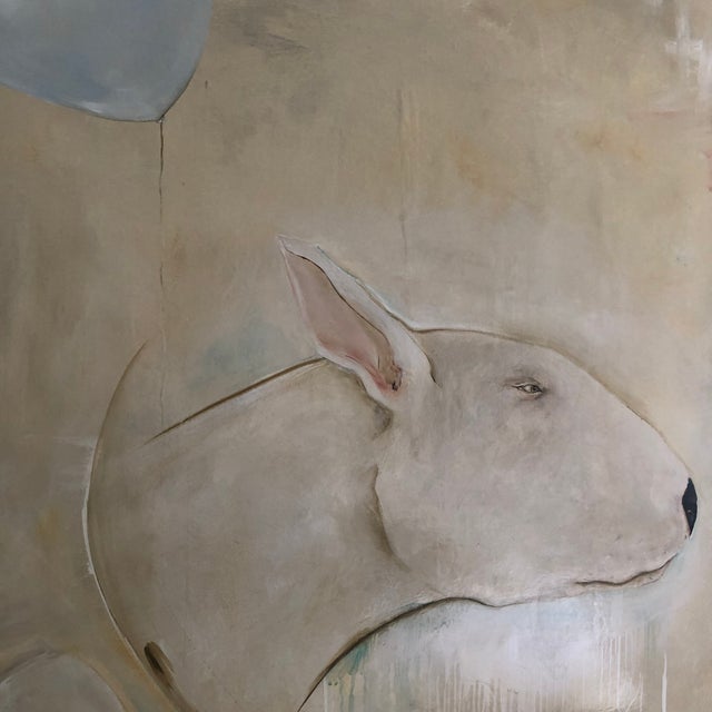 "Every Dog Has His Day" Original Painting by Michele Mikesell, 46" X 40" Oil & Enamel on Canvas For Sale - Image 4 of 8