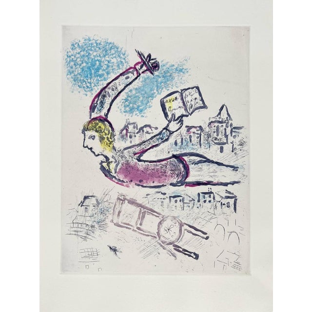 Marc Chagall, De Mauvais Sujets: Planche V, 1958, Aquatint Etching, Framed, in Flawless conditions. Designed 1950 to 1959