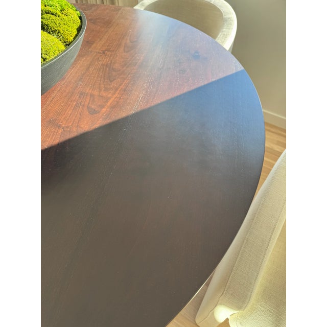 Modern Solid Oak Dining Table in Luxurious Dark Wood Tone For Sale - Image 14 of 14