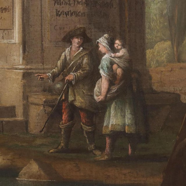 Emilian School, Architectural Capriccio with Figures, 18th Century, Oil on Canvas For Sale - Image 4 of 13