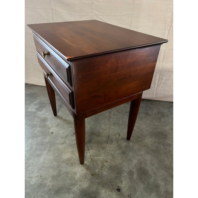 Wood Willet Transitional Mid Century Modern Cherry 2 Drawer Nightstand For Sale - Image 7 of 7