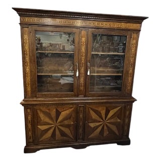 Showcase Buffet or Bookcase in Oak with Inlays For Sale