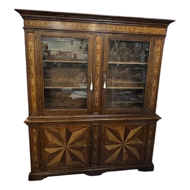Showcase Buffet or Bookcase in Oak with Inlays For Sale